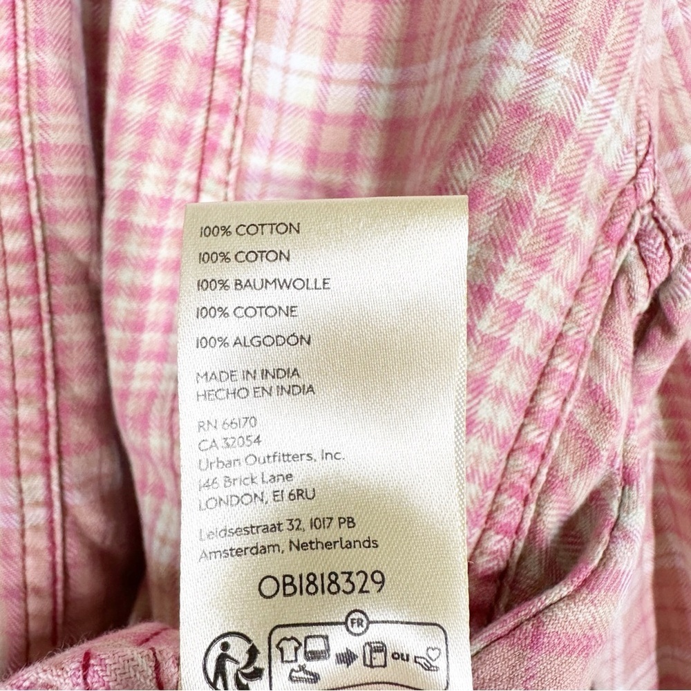 NEW Free People Pink Plaid Long Sleeve Button Down Shirt Top S - Picture 10 of 11